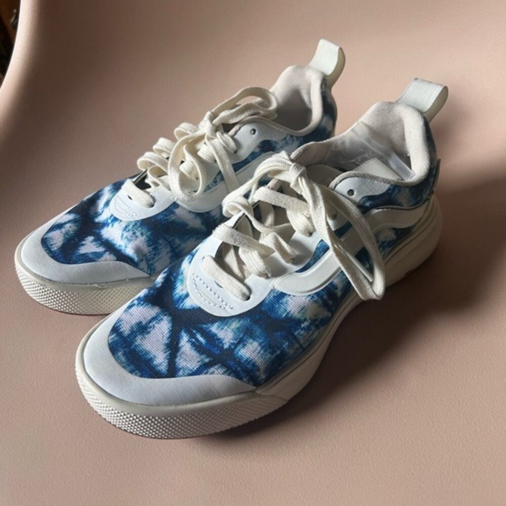 Vans White and Blue Tie-Dye Sneakers